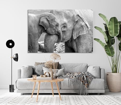 LuxeWood Wildlife Canvas Prints - Wild Animals Home Decor - Medium, Large, and Extra Large Wall Art for Living Room, Bathroom, Kitchen (Elephant Family, 24" L x 36" W) - color: Elephant Family, size: 24"L x 36"W