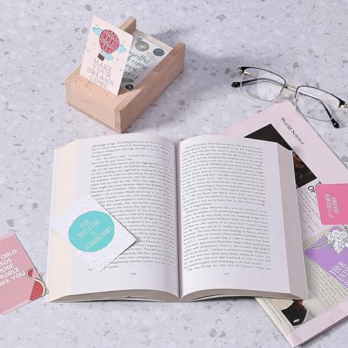 Mr. Pen- Encouragement Cards with Wooden Stand, 100 pcs Inspirational Cards, Motivational Cards, Inspirational Note Cards, Motivational Quote Cards, Kindness Cards - color: Light Honey