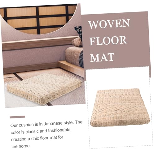 Happyyami 1pc Handmade Woven Meditation Cushion Decorative Yoga Mat Straw Mat for Home Use Thick for Meditation Floor Seating and Home