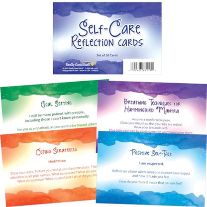 Really Good Stuff Self Care Reflection Cards-Mindful Thinking, Positive Affirmations, Meditation Techniques to Manage Emotions and Feelings for Kids and Adults - style: Self Care Cards