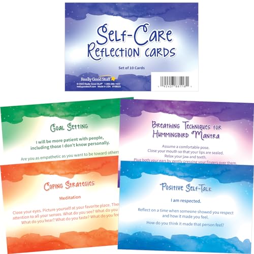 Really Good Stuff Self Care Reflection Cards-Mindful Thinking, Positive Affirmations, Meditation Techniques to Manage Emotions and Feelings for Kids and Adults - style: Self Care Cards