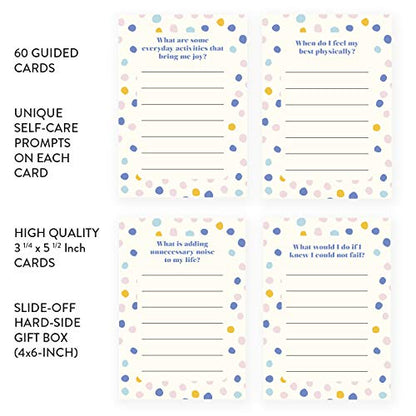 WORLD TRAVELER Eccolo Mindfulness Cards for Self Care and Stress Relief, Taking Care of Me, Deck of 60 Questions Cards with Prompts to Stay Grounded, Grateful, and Reflect, Gift Box Design