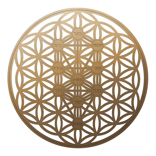 Fourth Level MFG 12" Kabbalah (Gold)The Tree of Life on Flower of Life, Sefirot, Sacred Geometry Wood Wall Art, Spiritual Home Decor for Yoga/Meditation, wall decorations, chakra banner, crystal grid - color: 12" Kabbalah (Gold)