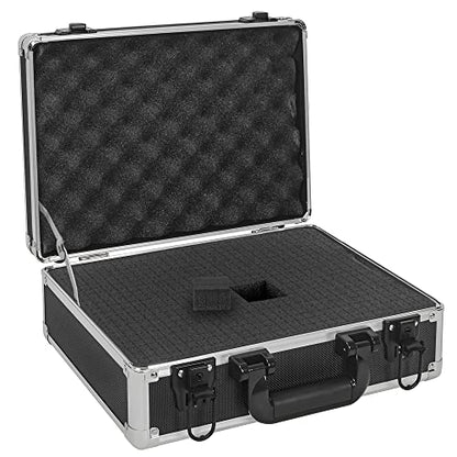 14 Inch Hard Shell Carrying Case Ideal for Wireless Mic System Storage & Camera Gear Transportation, Aluminum Alloy Sturdy Build, Customizable Pre-Diced Foam, Black