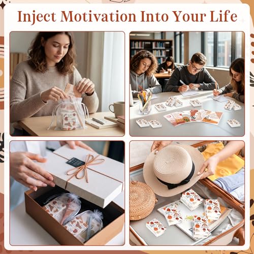 Mooliwe 24 Sets Mother's Day Positive Affirmation Gifts Bulk, Boho Self Care Package-pocket Tissues, Notepads, Ballpoint Pens & Organza Bags, Encouragement Gifts for Mom, Employees, Teachers, Coworker