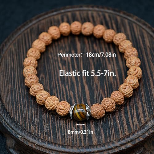 KIKILA Handmade 5 Mukhi Rudraksha Bracelet Beaded Meditation Wrist Tibetan Bracelet Japa Prayer Charm Bracelets