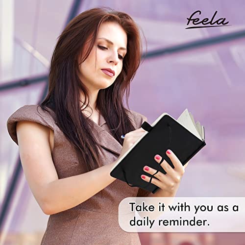 feela 3 Pack Notebooks Journals Bulk with 3 Black Pens, A5 Hardcover Notebook Classic Ruled Lined Journal Set with Pen Holder for Work Business Journaling Note Taking, 120 GSM, 5.1”x8.3”, Black - color: 3 Pack black