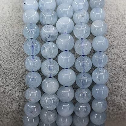 Angelstones Handmade Natural Healing Gemstone 6mm Round Beads Stretch Crystal Bracelet 7 Inch Unisex - color: Aquamarine