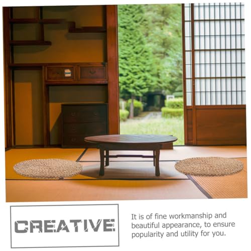 UKCOCO Meditation Cushion Thick 1.5cm Natural Woven Straw Floor Pillow for Sitting Indoor Mindfulness Yoga Cushion Pad, Sturdy Tatami Seat Mat for Home and Picnic Use