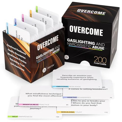 Briston Overcome Gaslighting and Narcissistic Abuse Recovery Cards – 200 Therapy Flashcards for Emotional Healing, Self-Awareness, Healthy Boundaries, Trust Building, and Mental Health Support