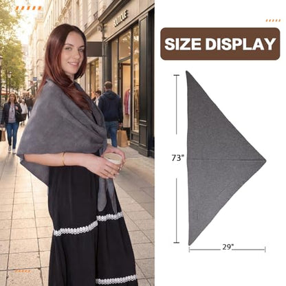 Cashmere Blend Shawl Wraps for Women,Cashmere Poncho Pashmina for Women Travel Scarf for All-Season with Gift Box - color: Grey