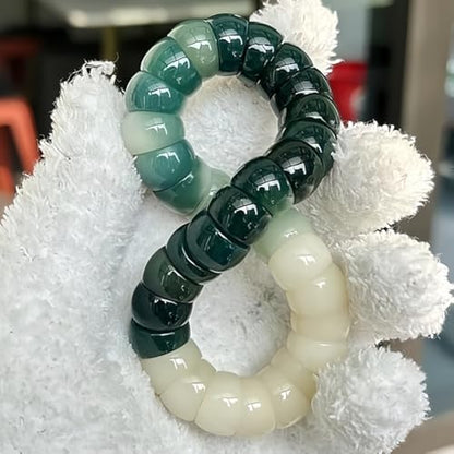 MUDI Bracelet For Women, Bodhi Seed Beads Bracelets Fidget Healing Energy Protection Stretch to My Man Jewelry Gift - color: Oval Green White