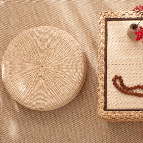 1/2/4 Pcs Tatami Floor Pillow Sitting Cushion, Meditation Floor Pillow, Boho Natural Woven Seat Cushion for Yoga Meditation Mat for Living Room Window Balcony Chair Pad 1 Pcs
