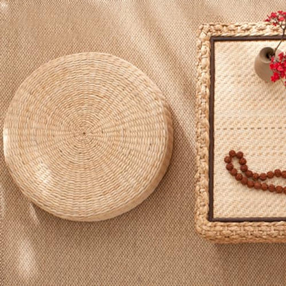 1/2/4 Pcs Tatami Floor Pillow Sitting Cushion, Meditation Floor Pillow, Boho Natural Woven Seat Cushion for Yoga Meditation Mat for Living Room Window Balcony Chair Pad 1 Pcs