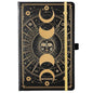 Artfan Ruled Notebook/Journal – Premium Thick Paper Classic Writing Notebook with Pocket + Page Dividers Gifts, Banded, Large, 128 Pages, Hard Cover, Lined (5.3" x 8.26") - Sun and Moon - color: BLACK16