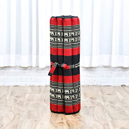 Leewadee Zabuton Seating Cushion – Square Floor Seat for Meditation Exercises, Light Yoga Mat Filled with Kapok - color: Sf13 - Red, Black