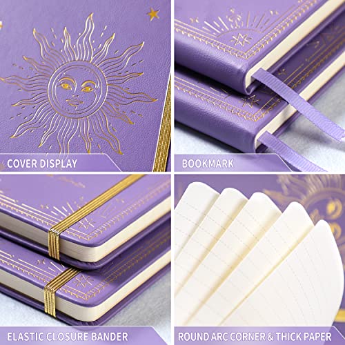 Artfan Ruled Notebook/Journal – Premium Thick Paper Faux Leather Classic Writing Notebook with Pocket + Page Dividers Gifts, Banded, Large, 144 Pages, Hard Cover, Lined (5.8 x 8.4) - Purple - color: Purple1