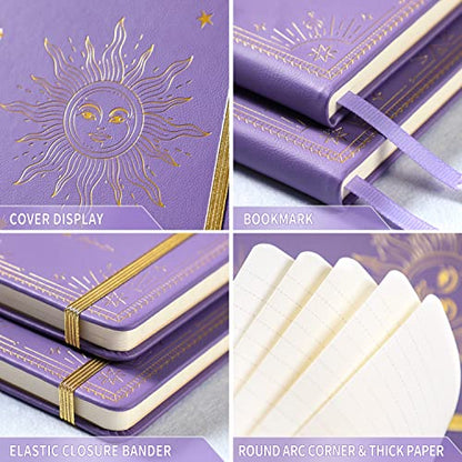 Artfan Ruled Notebook/Journal – Premium Thick Paper Faux Leather Classic Writing Notebook with Pocket + Page Dividers Gifts, Banded, Large, 144 Pages, Hard Cover, Lined (5.8 x 8.4) - Purple - color: Purple1