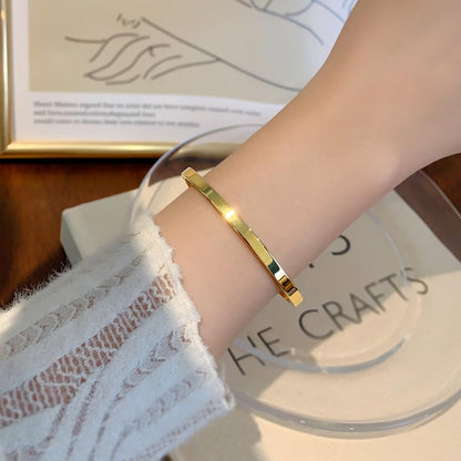 Gold Bangle for Women - 18K Gold Plated Stainless Steel Love Friendship Crystal Bracelets with Cubic Zirconia - color: 3mm bangle - gold