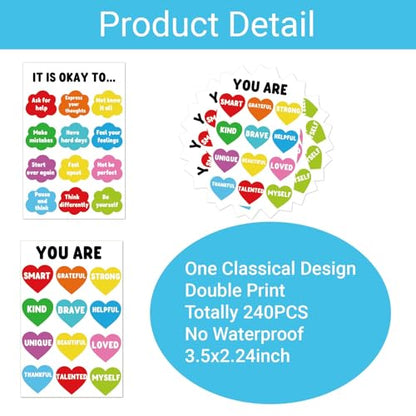 240 Pcs Mental Health Cards Motivational Reading Cards Rewards Prizes Inspirational Gift for Boho Classroom Library Teacher Supplies(I am) - color: positive bright
