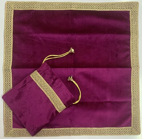 SMMS Spiritual Velvet Table Cloth Altar Tarot Spread (Wine, Small- 46cm*46cm/ 18inch*18inch) - color: Wine, size: Small- 46cm*46cm/ 18inch*18inch