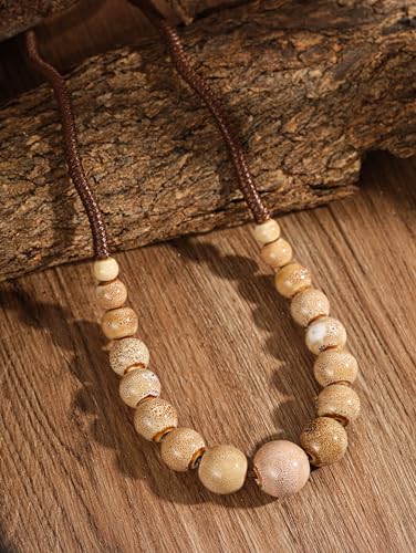 MINACHI Hippie Boho Colorful Ceramic Round Beads Strand Necklace, Bohemian Fashion Statement Jewelry Gift for Women - color: S05
