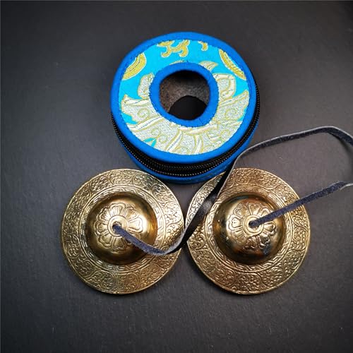 Tibetan Tingsha Bell Set - Tibetan Cymbals - for Sound Healing, Yoga, Meditation, and Mindfulness,Handmade in Nepal,Made of Bronze,Cloud Pattern,9cm/3.5 inch - color: 14-Bronze-Cloud-9cm