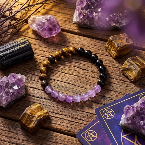 Bivei Protection Bracelet, Strength Crystal Healing Bracelet 8MM - Spiritual Stretch Beaded Jewelry for Women Men Gift - color: No Negativity