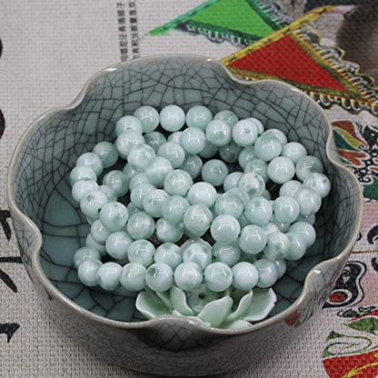 Keleny Fashion Crystal Man Women Stretch Bracelet 10mm Round Beads Rock Jasper 7 Inch Unisex - color: Green Angelite