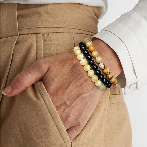 3 PCS Healing Crystal Bracelets for Women 8mm Natural Stone Beaded Stretch Bracelet Amethyst Jewelry Gifts