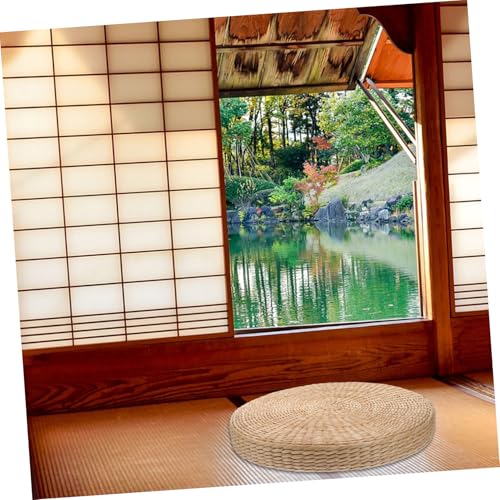 PRETYZOOM Thickened Meditation Mat Hand Woven Yoga and Meditation Cushion Rustic Zen Decor Comfortable Floor Pillow