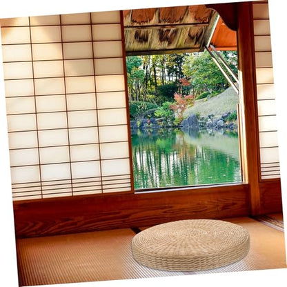 PRETYZOOM Thickened Meditation Mat Hand Woven Yoga and Meditation Cushion Rustic Zen Decor Comfortable Floor Pillow