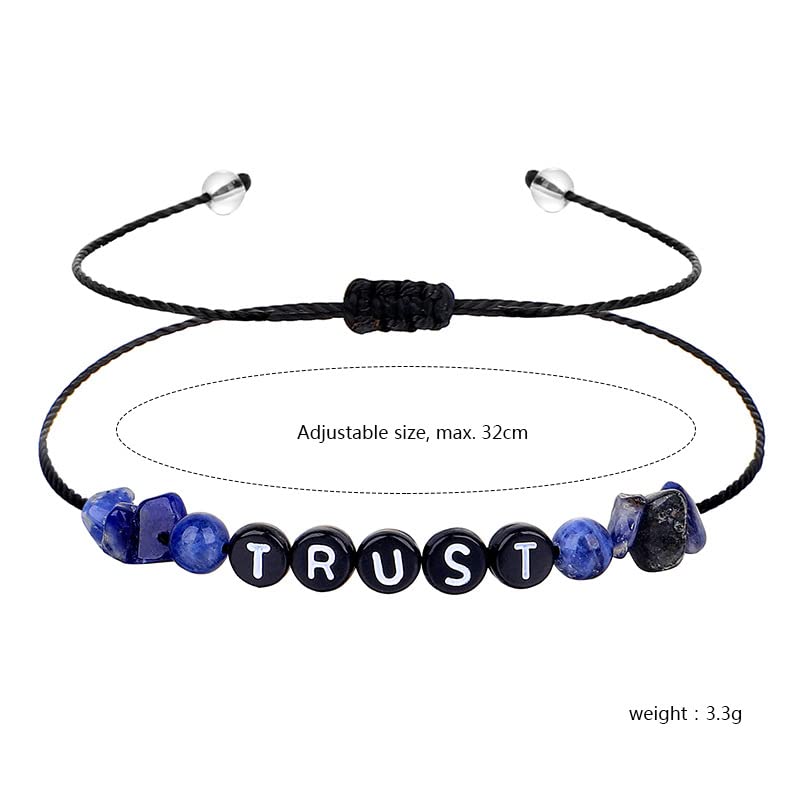 COLORFUL BLING Handmade Healing Chakra Beaded Bracelet with Spiritual Meaningful Card Crystal Natural Stone Strand Bracelet for Women Reiki Yoga Meditation Jewelry Protection Gifts - color: trust