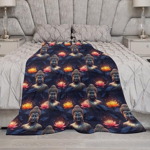 Office Nap Thin Flannel Blanket Meditation Religion Lotus Art, Lightweight Soft Plush Throw Blanket, Compact Travel Blanket for Camping, 50x60 Inches - color: Pattern (333), size: Standard Size 50x60 Inches