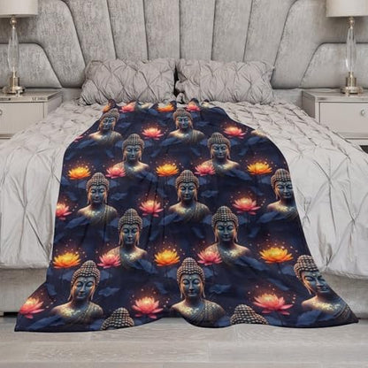 Office Nap Thin Flannel Blanket Meditation Religion Lotus Art, Lightweight Soft Plush Throw Blanket, Compact Travel Blanket for Camping, 50x60 Inches - color: Pattern (333), size: Standard Size 50x60 Inches