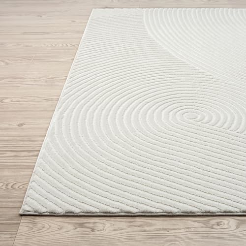 Abani Cream Area Rug for Living Room, Bedroom- Zen Reiki Pattern- 2'6" x 6' -Durable & Easy to Clean - color: Cream, size: 2'6" x 6' (Rectangular)