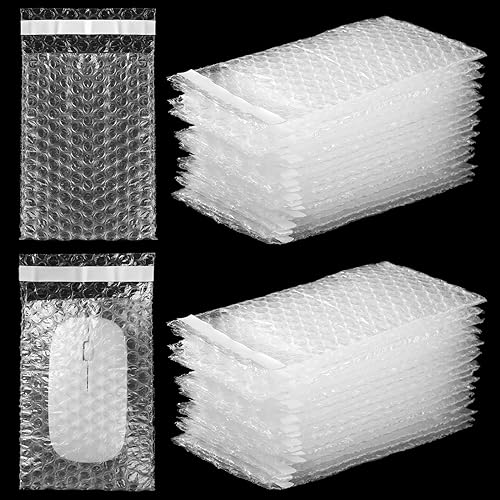 Frienda 300 Pcs Clear Self Sealing Bubble Cushion Bags Double Wall Bubble Pouch Bag Plastic Shockproof Protective Packing for Small Business Moving Shipping Packaging Storage(4" X 6") - size: 4" X 6"