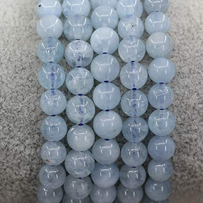 Keleny Semi Precious Crystal 6mm Round Beads Rock Yoga Stretch Bracelet 7 Inch Unisex Unisex - color: Blue Aquamarine