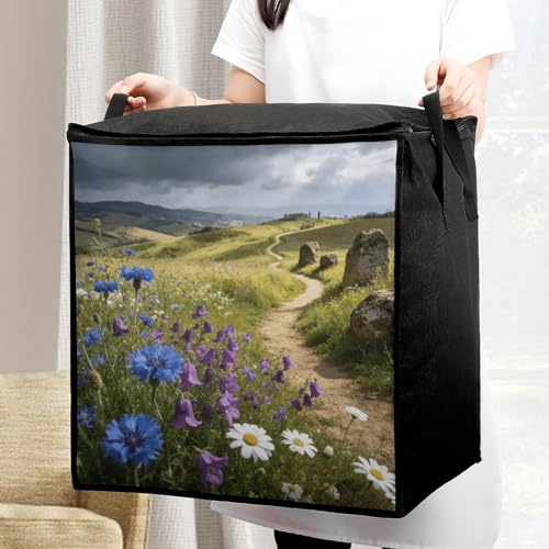 Cloud Shadow Hill Storage Bag Portable Closet Organizer Storage Bags Quilt Storage Bags with Zippered Breathable Storage Bag with Carry Handles for Blanket Pillow Bedding