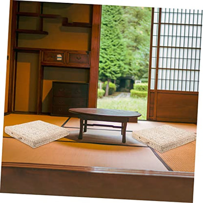 Handmade Woven Meditation Cushion Tatami Floor Mat for Yoga Relaxation Comfortable Square Seat Pad Straw Design for Home Use