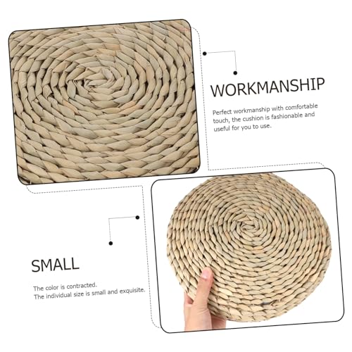 Round Thick Straw Woven Meditation Cushion Japanese Style Cotton Filled Floor Pillow for Yoga and Relaxation and Comfortable for Home and Office Use