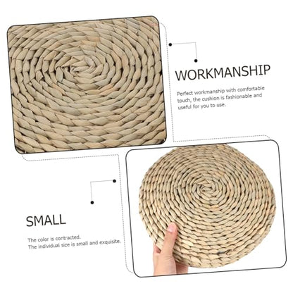 Round Thick Straw Woven Meditation Cushion Japanese Style Cotton Filled Floor Pillow for Yoga and Relaxation and Comfortable for Home and Office Use
