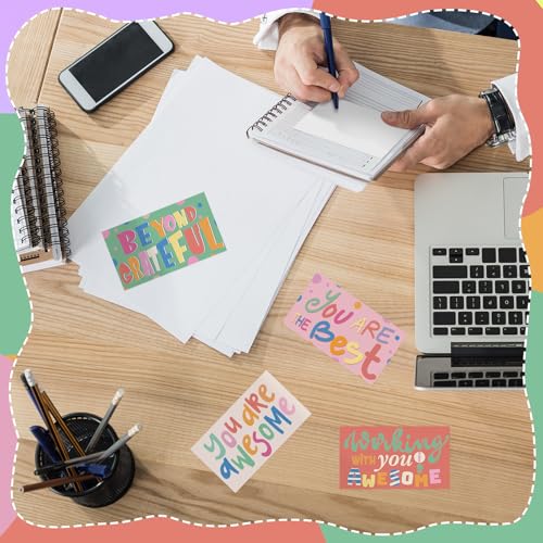 Yeaqee 240 Pcs Employee Appreciation Kudos Cards Funny Blank Back Motivational Card Encouragement Thank You Note Recognition Card for Teacher College Affirmation Gift(Colorful) - style: Colorful