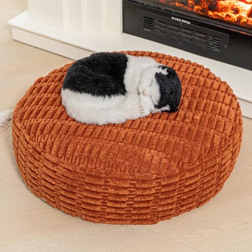 Asuprui Round Floor Pillow Soft Floor Cushion for Sitting Fur Meditation Pillow Premium Yoga Pillow for Living Room Bedroom Balcony Outdoor (Orange) - color: Orange, size: 20x20x6 Inches