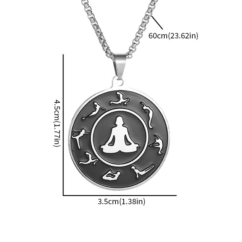 Stainless Steel Body Yoga Meditation Chart Pendant Necklace for Men and Women Sports and Leisure Style Jewelry Gifts