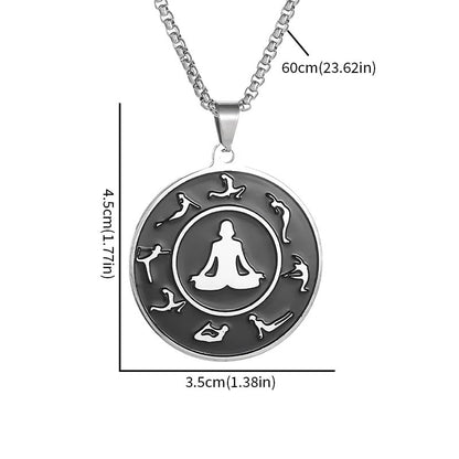 Stainless Steel Body Yoga Meditation Chart Pendant Necklace for Men and Women Sports and Leisure Style Jewelry Gifts