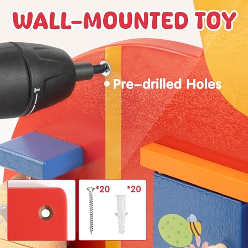 Train Activity Wall Busy Board Panels | 11-in-1 Wooden Sensory Wall Panel for Kids, Toddler Montessori Learning Activity Center, Perfect for Toddler Playroom Nursery Classroom Dentist Waiting Room - style: Train