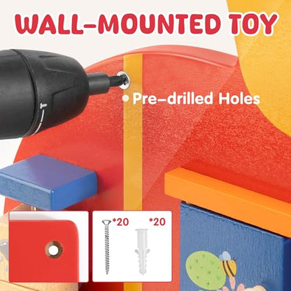 Train Activity Wall Busy Board Panels | 11-in-1 Wooden Sensory Wall Panel for Kids, Toddler Montessori Learning Activity Center, Perfect for Toddler Playroom Nursery Classroom Dentist Waiting Room - style: Train