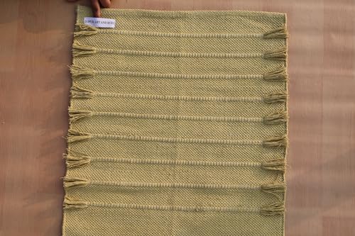 Jaipur Art & Rugs Cotton Yoga Rug - Eco-Friendly Hand-Woven Thick Mat (24”x72”x5mm) for Everyday Fitness at Home - Comfortable & Extra-Long - color: Yellow