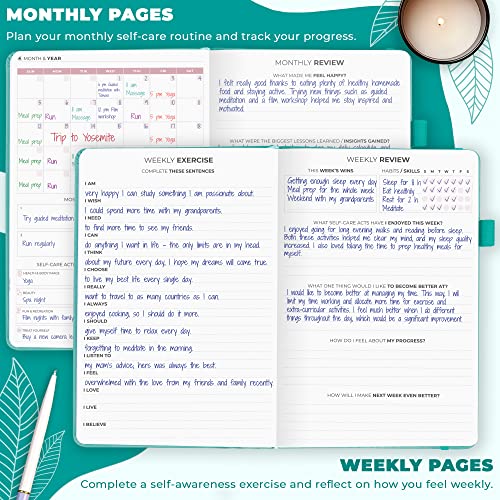 Clever Fox Self-Care Journal – Daily Reflection Notebook – Mental Health & Personal Development Planner, Meditation & Mood Log, A5 (Turquoise) - color: Turquoise, size: A5 (5.8'' x 8.3'')